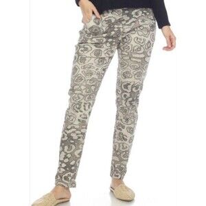 Flora Ashley Italian Drawstring Jogger Pants Silver Shimmered Taupe Women’s L